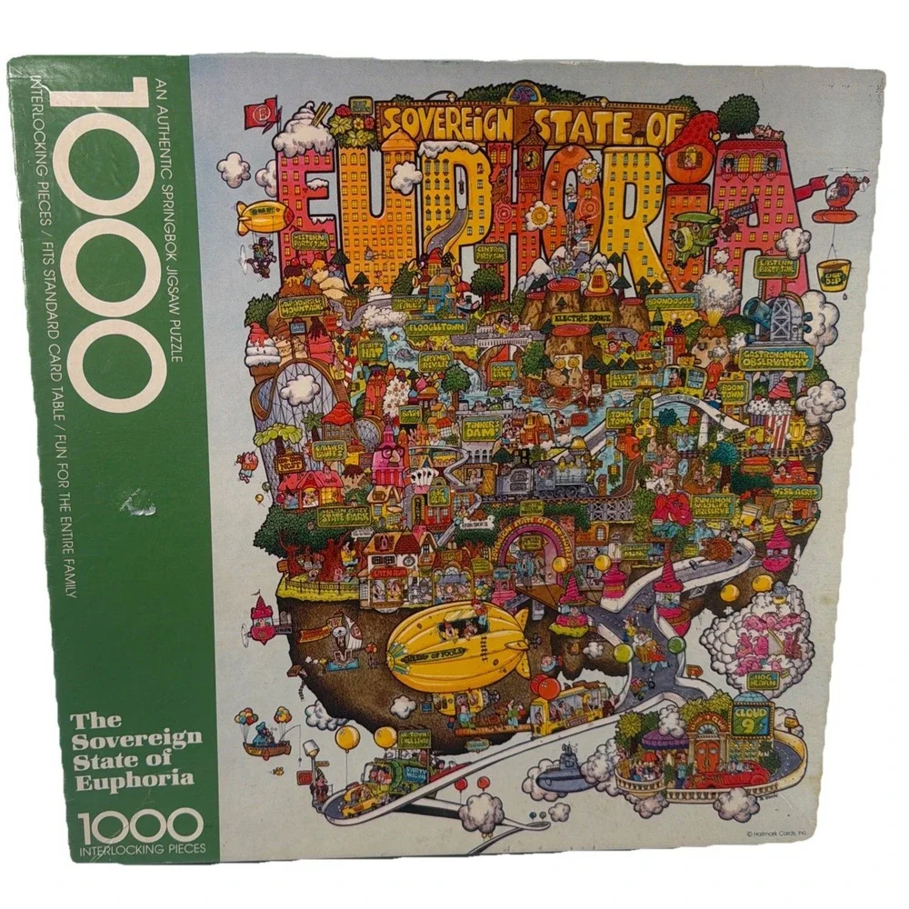 Vintage Springbok 1000 Piece Puzzle Sovereign State of Euphoria Missing 1 Piece